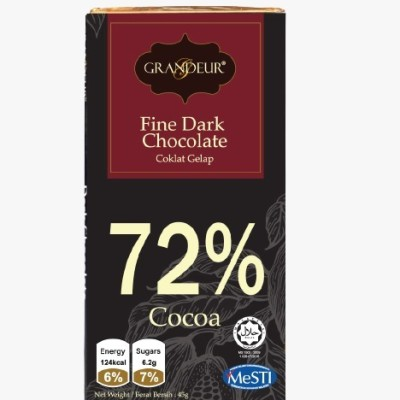 Grandeur 72% Cocoa Fine Dark Chocolate Bar 45g