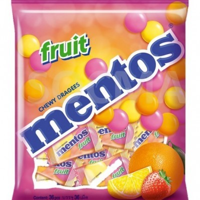 MENTOS PILLOW PACK BAG FRUIT  (40 Units Per Carton)