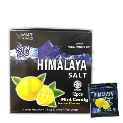 HIMALAYA SALT SPORTS CANDY-EXTRA COOL LEMON 1 BOX 12x15g  (144 Units Per Carton)